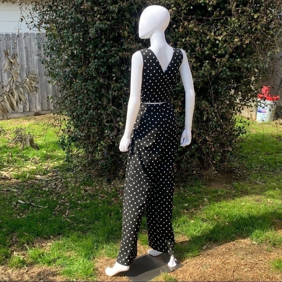 💋NWT CALVIN Klein PolkaDot Cross Back Wide Leg Jumpsuit Size 10 - Picture 12 of 13